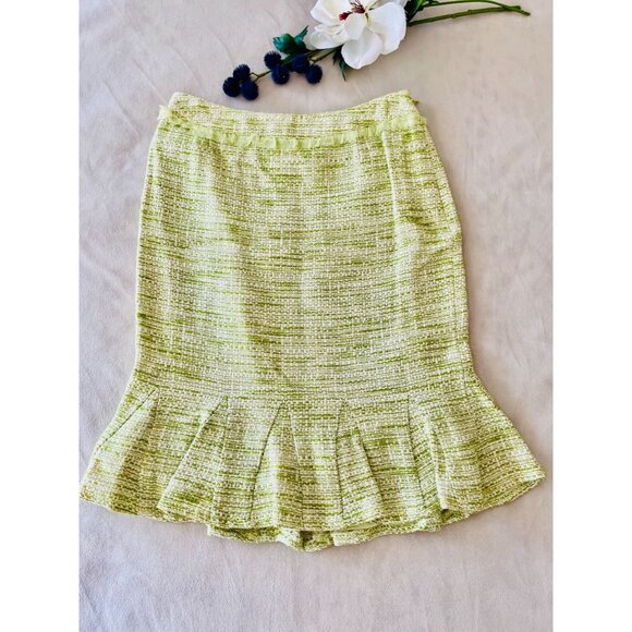 Vtg Alberto Makali Tweed Mermaid Pencil Skirt Ruffle Hem 2 Classic Y2K